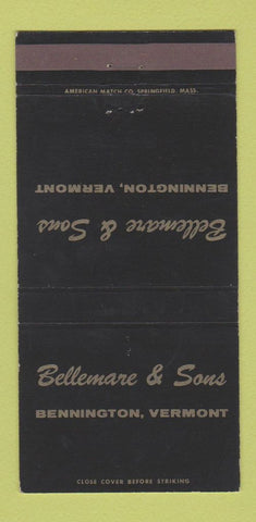 Matchbook Cover - Bellemare & Sons Bennington VT 30 Strike