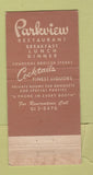 Matchbook Cover - Parkview Restaurant Sacramento CA 30 Strike