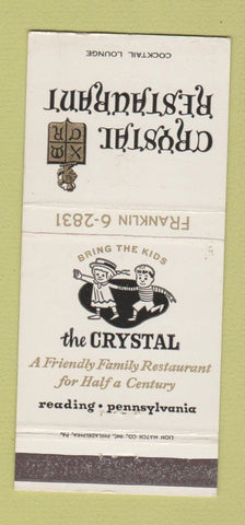 Matchbook Cover - Crystal Restaurant Reading PA 30 Strike