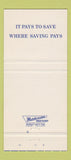 Matchbook Cover - Watertown Savings and Loan WI 30 Strike