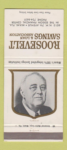 Matchbook Cover - Roosevelt Savings Loan Miami FL Franklin 30 Strike