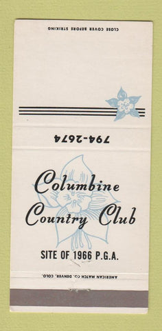 Matchbook Cover - Columbine Country Club Denver Colorado 30 Strike