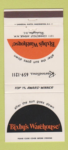 Matchbook Cover - Bixby's Warehouse Washington DC 30 Strike