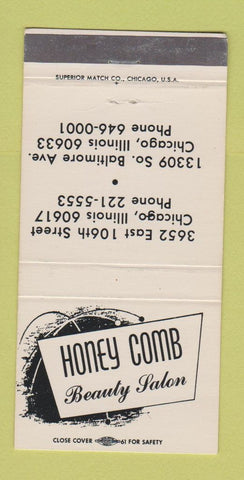 Matchbook Cover - Honey Comb Beauty Salon Chicago IL 30 Strike