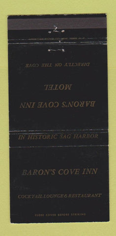 Matchbook Cover - Baron's Cove Inn Motel  Sag Harbor LI NY WEAR 30 Strike