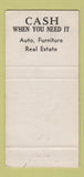 Matchbook Cover - Jefferson County Finance Louisville GA 30 Strike