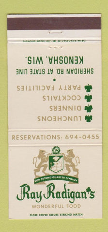 Matchbook Cover - Ray Radigan's Restaurant Kenosha WI 30 Strike