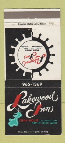 Matchbook Cover - Lakewood Inn Steak House Battle Creek MI 30 Strike