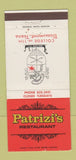 Matchbook Cover - Patrizi's Restaurant Beaumont TX Italian 30 Strike