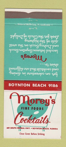Matchbook Cover - Morey's Restaurant Boynton Beach FL 30 Strike