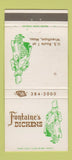 Matchbook Cover - Fontaine's Dickens Wrentham MA WEAR 30 Strike