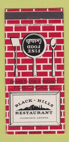 Matchbook Cover - Black Hills Restaurant Clarkdale AZ 30 Strike