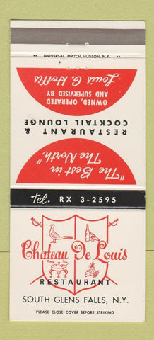 Matchbook Cover - Chateau De Louis Restaurant South Glens Falls NY 30 Strike