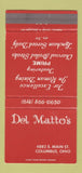 Matchbook Cover - Del Matto's Columbus OH restaurant 30 Strike