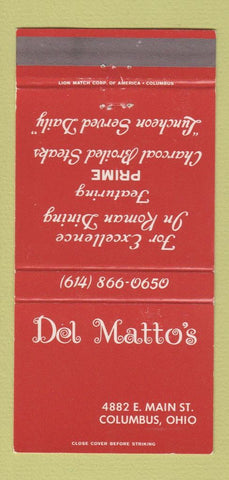 Matchbook Cover - Del Matto's Columbus OH restaurant 30 Strike