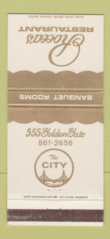 Matchbook Cover - Rocca's Restaurant  San Francisco CA 30 Strike
