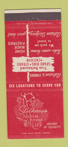 Matchbook Cover - Stickney's Hick'ry House Redwood City Palo Alto CA 30 Strike