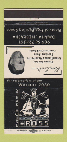 Matchbook Cover - Ross' Steak House Omaha NE 30 Strike