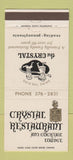 Matchbook Cover - Crystal Restaurant Reading PA 30 Strike