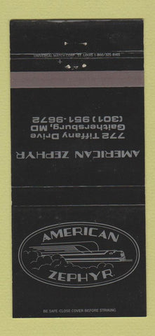 Matchbook Cover - American Zephyr Gaithersburg MD 30 Strike