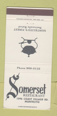 Matchbook Cover - Somerset Restaurant Montecito CA 30 Strike