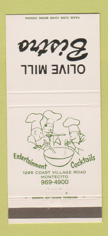 Matchbook Cover - Olive Mill Bistro Montecito CA 30 Strike
