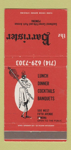 Matchbook Cover - The Barrister Pomona CA 30 Strike