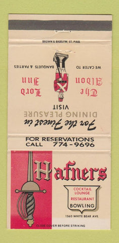 Matchbook Cover - Hafners Restaurant St Paul MN 30 Strike