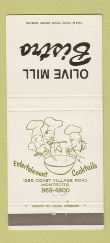 Matchbook Cover - Olive Mill Bistro Montecito CA 30 Strike