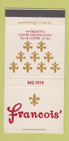 Matchbook Cover - Francois' Huntington Beach CA 30 Strike