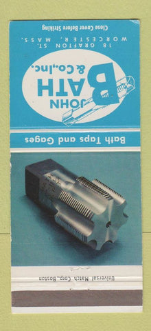Matchbook Cover - John Bath Taps Gages Worcester MA 30 Strike