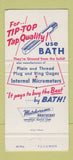 Matchbook Cover - John Bath Taps Gages Worcester MA 30 Strike
