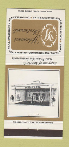Matchbook Cover - Yohannan's Restaurants Atlanta GA 30 Strike