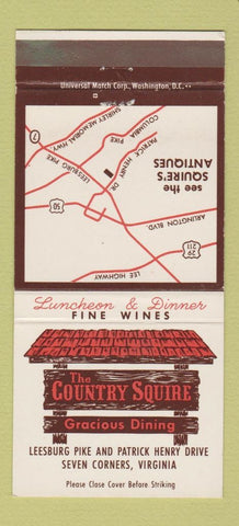 Matchbook Cover - Country Squire Restaurant Seven Corners VA 30 Strike