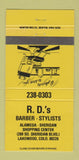 Matchbook Cover - RD's Barber Shop Lakewood Colorado YELLOW 30 Strike