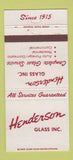 Matchbook Cover - Henderson Glass Auto Commercial  Detroit MI 30 Strike