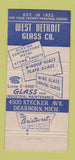 Matchbook Cover - West Detroit Glass Company Dearborn MI 30 Strike