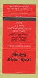 Matchbook Cover - Morden Motor Hotel Morden MB 30 Strike