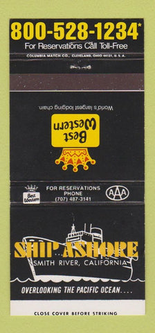 Matchbook Cover - Best Western Ship Ashore Smith River CA 30 Strike