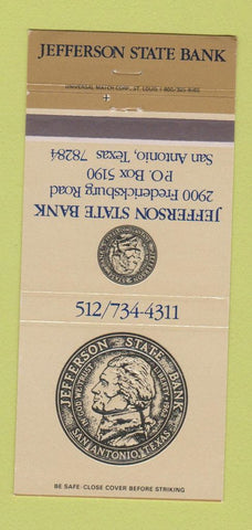 Matchbook Cover - Jefferson State Bank San Antonio TX 30 Strike