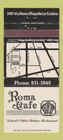 Matchbook Cover - Roma Cafe Italian Detroit MI 30 Strike