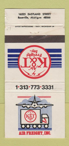 Matchbook Cover - K&T Air Freight Roseville MI WORN 30 Strike