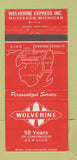 Matchbook Cover - Wolverine Trucking Muskegon MI 30 Strike