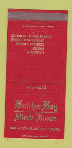 Matchbook Cover - Butcher Boy Steak House North Andover MA WORN 30 Strike