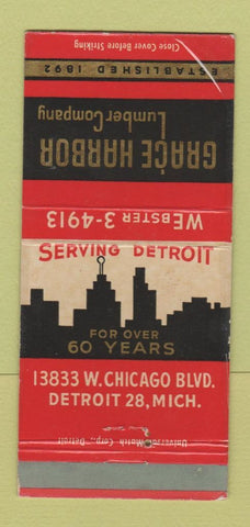 Matchbook Cover - Grace Harbor Lumber Detroit MI WEAR 30 Strike