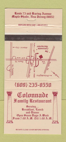 Matchbook Cover - Colonnade Restaurant Maple Shade NJ 30 Strike