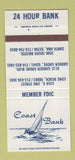 Matchbook Cover - Coast Bank Santa Ana Long Beach Garden Grove CA 30 Strike