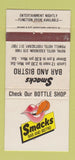Matchbook Cover - Smacks Bar Hotels Essendon Footscray Australia WEAR 30 Strike