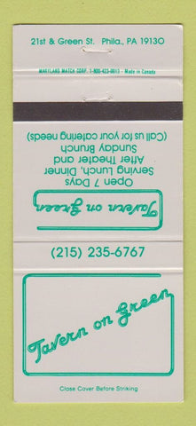 Matchbook Cover - Tavern on Green Philadelphia PA 30 Strike