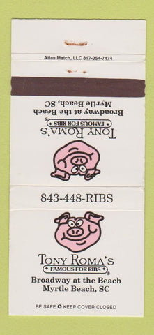 Matchbook Cover - Tony Roma's Ribs BBQ Myrtle Beach SC 30 Strike
